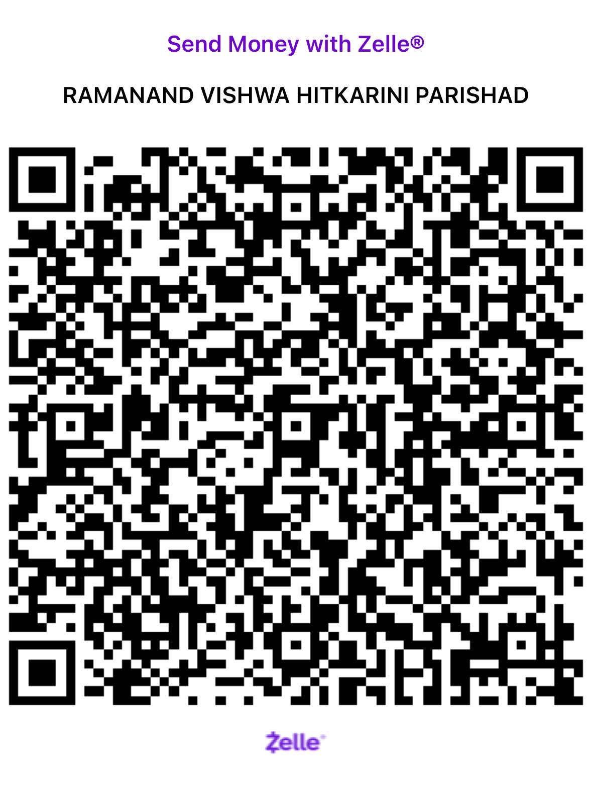 Zelle QR code for Ramanand Vishva Hitakarini Parishad